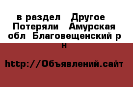  в раздел : Другое » Потеряли . Амурская обл.,Благовещенский р-н